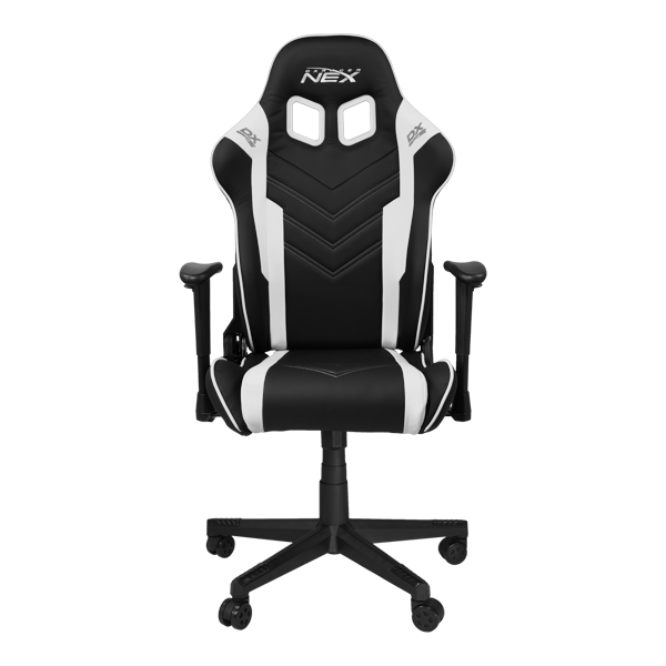 Крісло для геймерів DXRACER NEX EC/OK134/NW (чорне/білі вставки) PU шкіра нейлонова основа - зображення 2