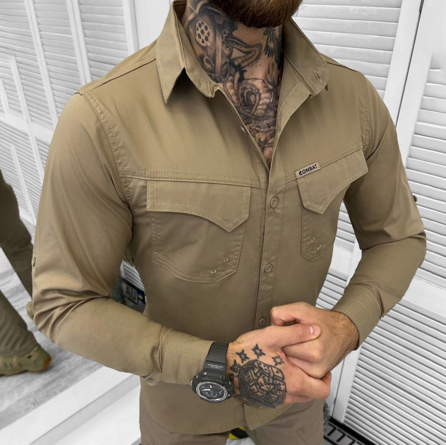 Мужская крепкая Рубашка Combat RipStop с сетчатыми вставками койот размер 2XL - изображение 1