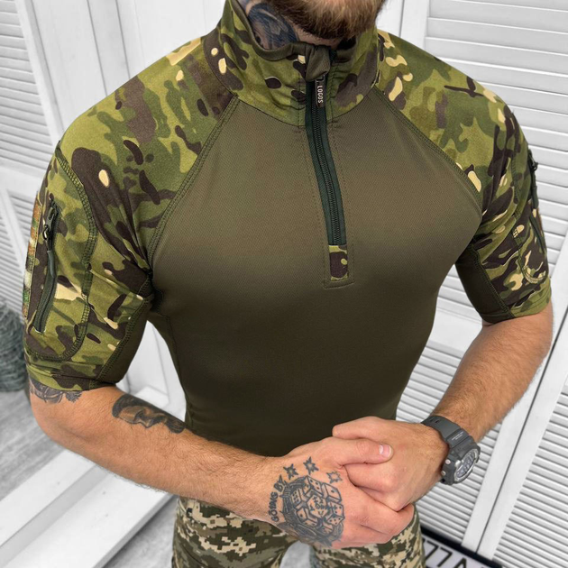 Мужской Убакс Logos с короткими рукавами и карманами / Прочная уставная Рубашка мультикам размер S - изображение 1
