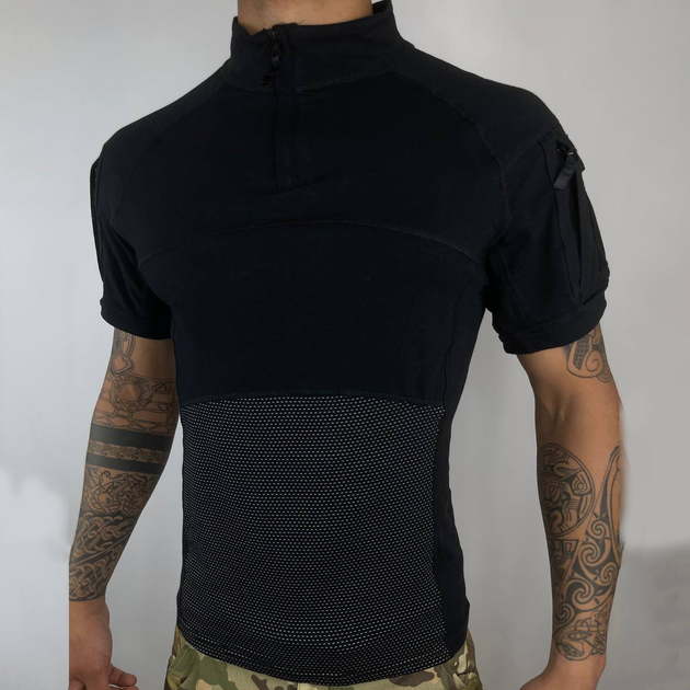 Мужской Убакс Han Wild с короткими рукавами и карманами / Прочная уставная Рубашка черная размер 2XL - изображение 2