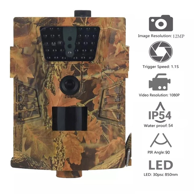 Фотоловушка, базовая охотничья камера Suntek HT-001B, 12 МП / 720P / IP54 - изображение 1