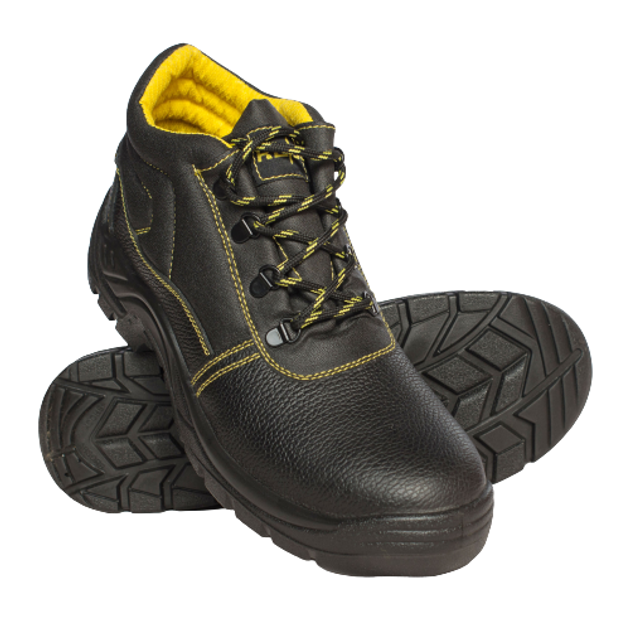 Кожаные мужские Ботинки с металлическим носком и дышащей подкладкой черные размер 43 - изображение 2