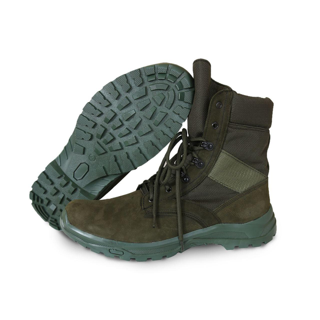 Чоловічі зимові Черевики на шнурівці з натуральної шкіри / Високі Берці з утеплювачем Slimtex зелені розмір 43 - зображення 1