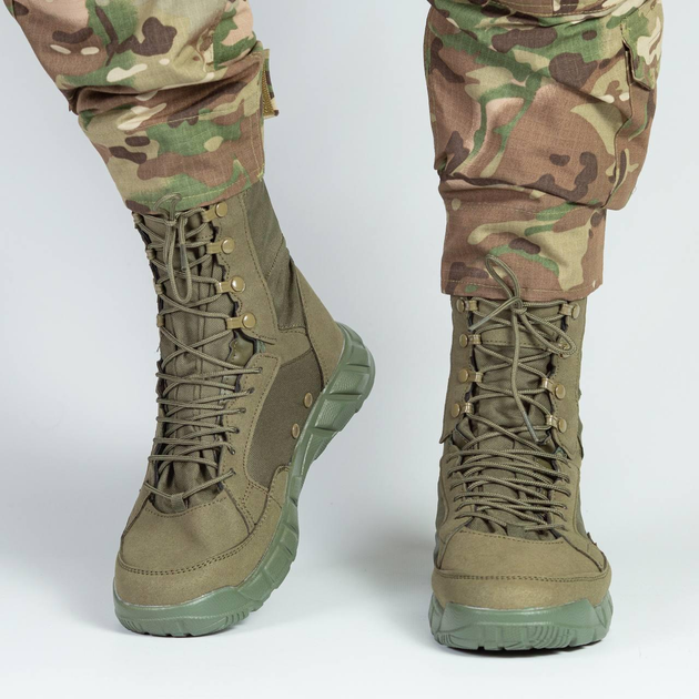 Высокие мужские Ботинки с вентиляционными отверстиями / Легкие Берцы олива размер 45 - изображение 2