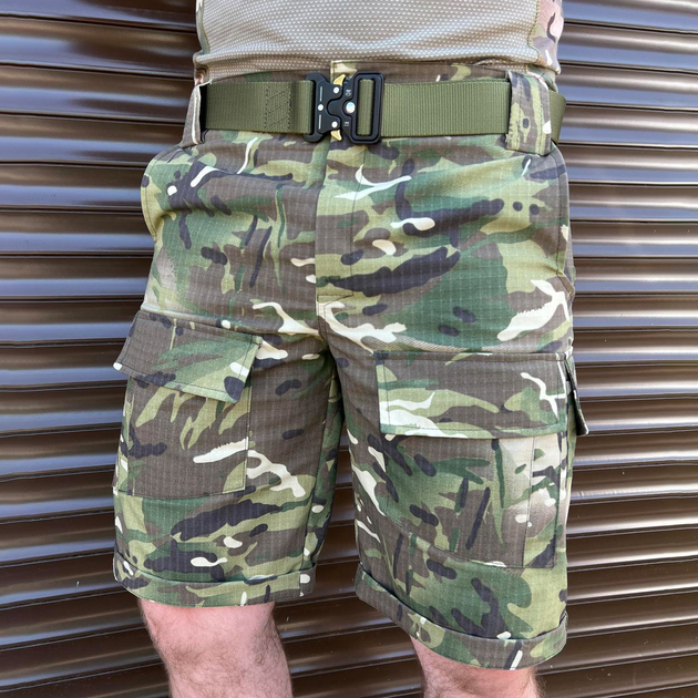 Мужские крепкие Шорты с накладными карманами рип-стоп темный мультикам размер L - изображение 1