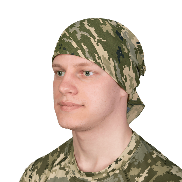 Легкая хлопковая Бандана на голову CamoTec / Плотный многофункциональный Платок пиксель размер 60х60см - изображение 2