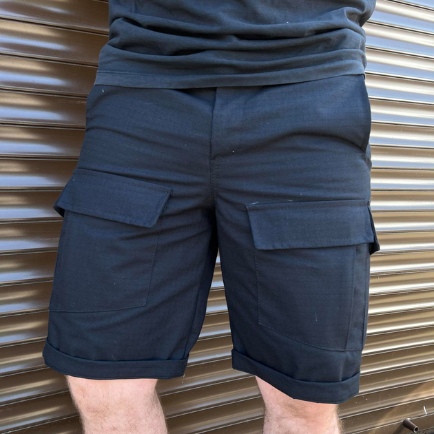 Мужские крепкие Шорты с накладными карманами рип-стоп черные размер XL - изображение 1