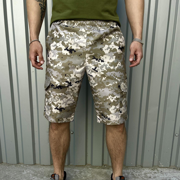 Мужские крепкие Шорты Camo с 4-мя карманами пиксель размер M - изображение 2
