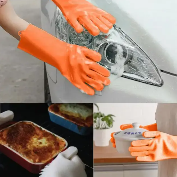 Хозяйственные силиконовые перчатки для уборки и мытья посуды Better Glove Оранжевый (KG-8767) - изображение 3
