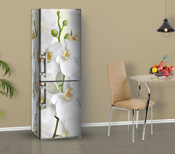 Наклейка для дизайна холодильника – Текстура резного дерева.