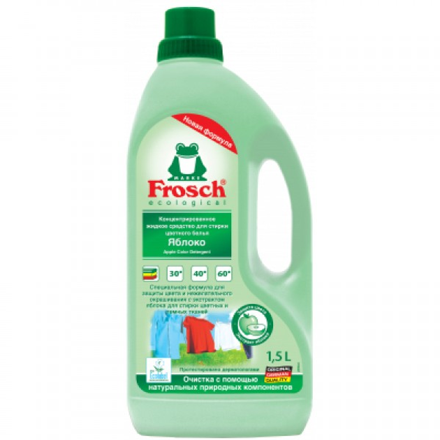 Гель для прання Frosch Яблуко для кольорової білизни 1.5 л ...