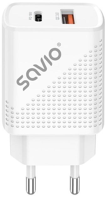 Зарядний пристрій Savio LA-04 Quick Charge 18W White (SAVLA-04) - зображення 1