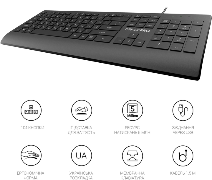 Клавіатура дротова OfficePro SK360 USB Black (SK360) - зображення 13