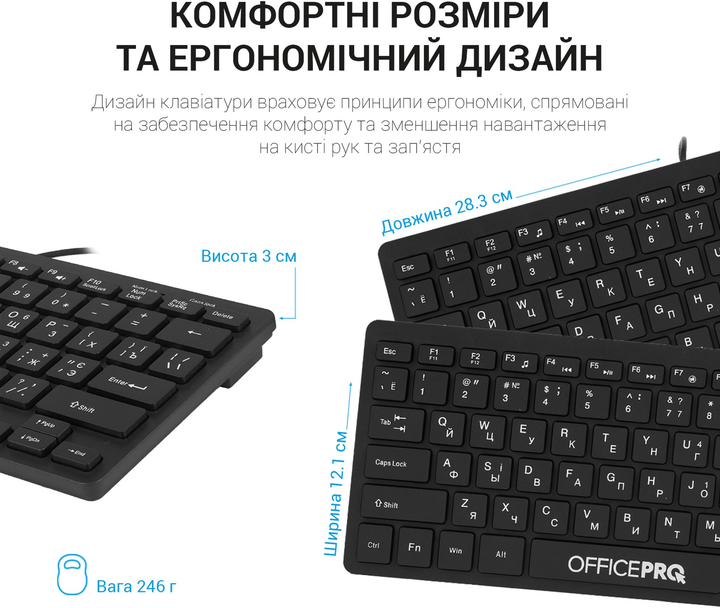 Клавіатура дротова OfficePro SK240 USB Black - зображення 6