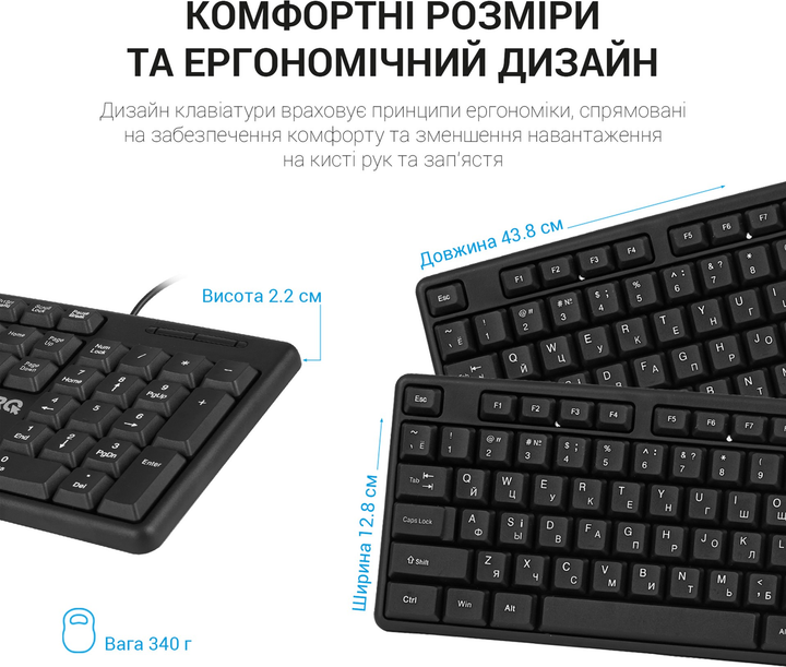 Клавіатура дротова OfficePro SK166 USB Black - зображення 6