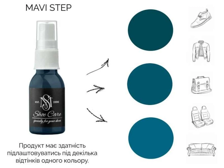Краска-спрей для замши и нубука MAVI STEP Nubuck Suede Spray 158 Темно-бирюзовый 25 мл (E08/158/025) - изображение 3