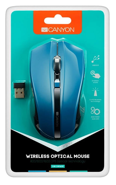 Mysz komputerowa Canyon MW-5 Wireless Czarno-Niebieska (CNE-CMSW05BL) - obraz 4