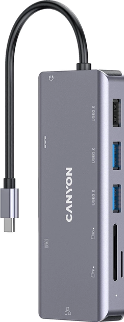 USB-hub Canyon 9 port USB-C Hub DS-11 Szary (CNS-TDS11) - obraz 1