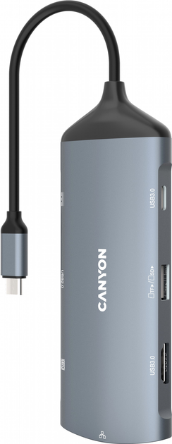 USB-хаб Canyon 8 port USB-C Hub DS-15 Grey (CNS-TDS15) - зображення 1