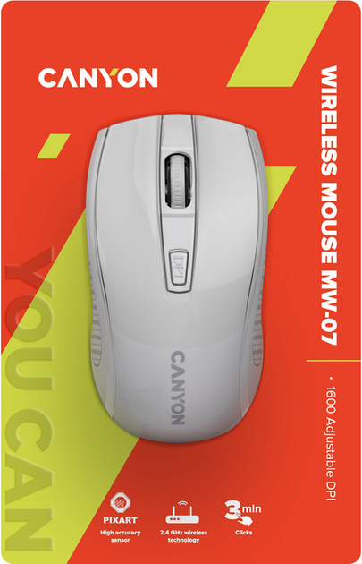 Bezprzewodowa mysz Canyon MW-7 Biała (CNE-CMSW07W) - obraz 6