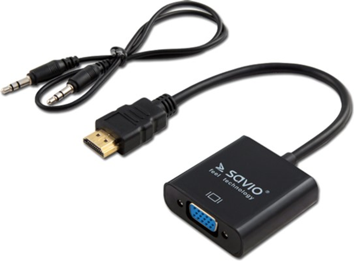 Адаптер із аудіо Savio CL-23/B HDMI - VGA (SAVKABELCL-23/B WOREK) - зображення 1