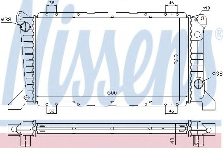 Радиатор охлаждения FORD TRANSIT EY 94- 2.5 D пр-во Nissens Nissens (62241A) - изображение 1