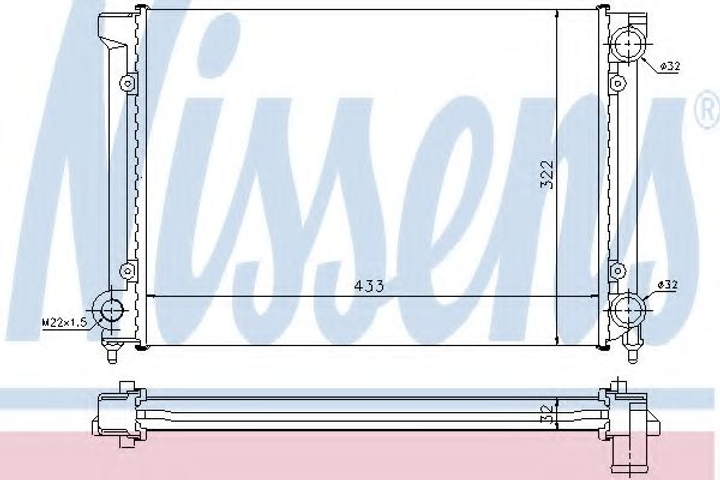 Радіатор охолодження VW PASSAT B3 88- 1.6-1.8i вир-во Nissens Nissens (651651) - зображення 1