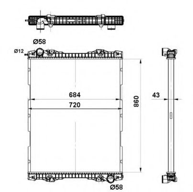 Радіатор охолодження SCANIA K, P, G, R, T вир-во NRF NRF (509743) - зображення 1