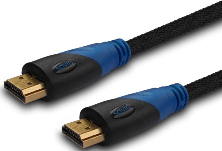 Kabel Savio CL-48 HDMI 2 m HDMI Type A (Standard) Czarny, Niebieski (SAVKABELCL-48) - obraz 2