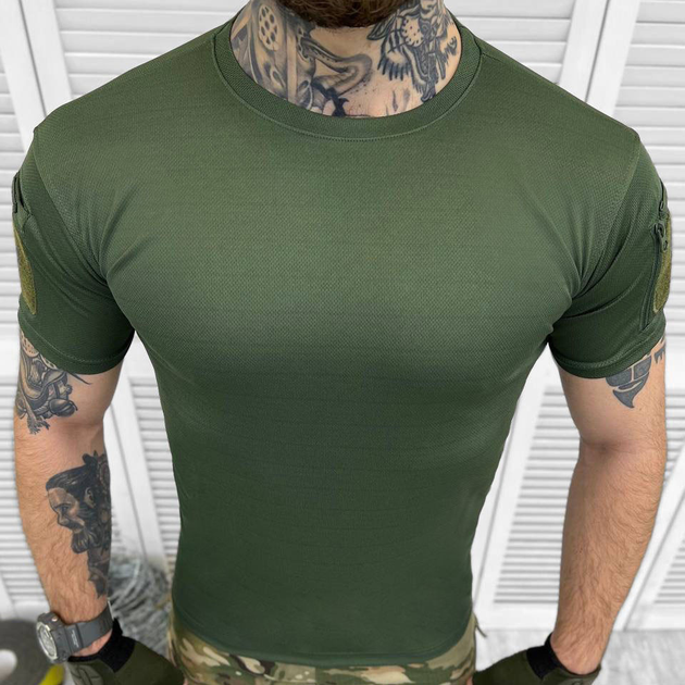 Мужская футболка Single Sword CoolPass приталенного кроя с липучками под шевроны хаки размер L - изображение 2