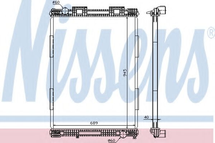 Радіатор охолодження MAN F2000 19.343/403/463 95- вир-во Nissens Nissens (628700) - зображення 1