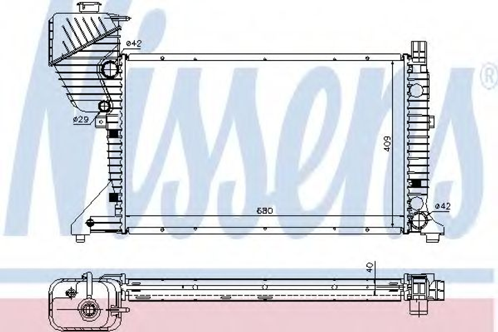 Радіатор охолодження MERCEDES SPRINTER W 901-905 95- вир-во Nissens Nissens (62519A) - зображення 1