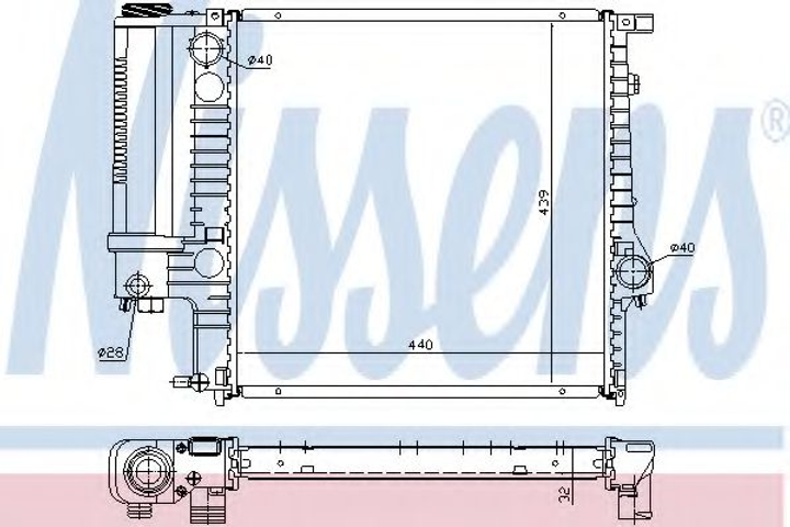 Радиатор охлаждения BMW 3 E36 COMPACT 94- 318-323i пр-во Nissens Nissens (60623A) - изображение 1