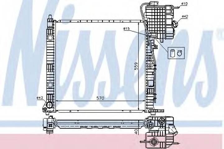 Радіатор охолодження MERCEDES VITO I W638 96- вир-во Nissens Nissens (62559A) - зображення 1