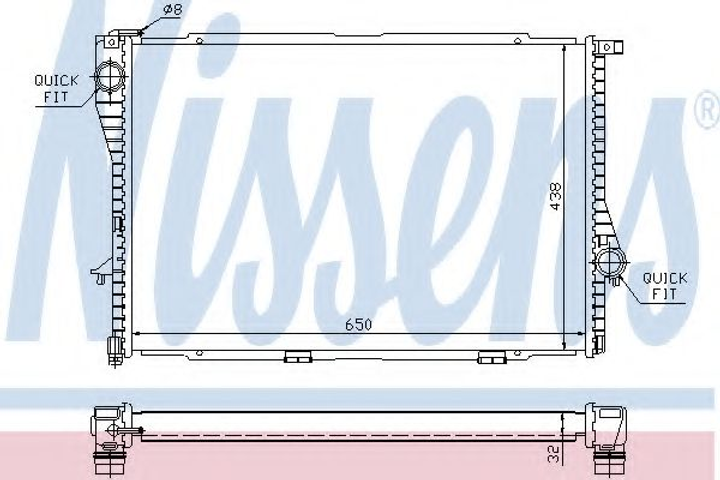 Радіатор охолодження BMW 5 E39 95- / 7 E38 94- вир-во Nissens Nissens (60648A) - зображення 1