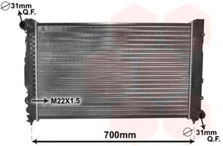 Радіатор охолодження двигуна A4/A6/PASSAT5+6 24/6/8 MT Van Wezel Van Wezel (03002124) - зображення 1