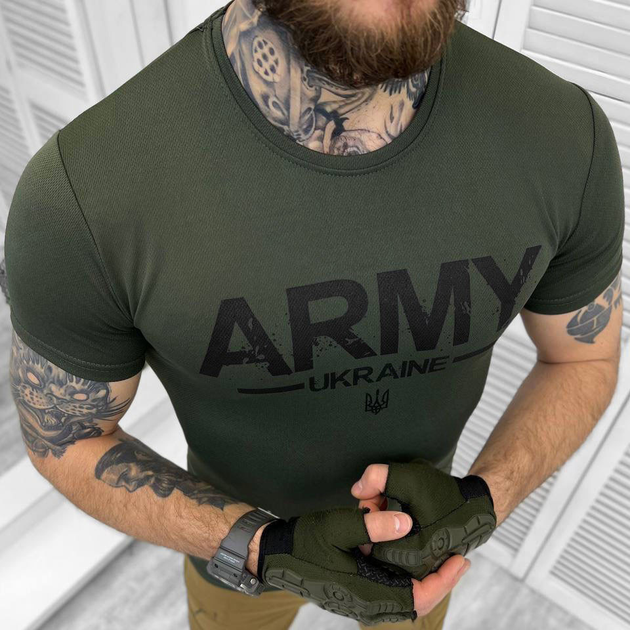 Мужская футболка CoolPass приталенного кроя с патриотическим принтом олива размер M - изображение 1