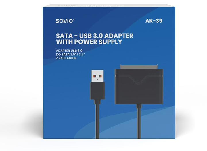 Adapter Savio AK-39 USB 3.0 do dysków 3.5" (SAVAK-39) Czarny - obraz 5