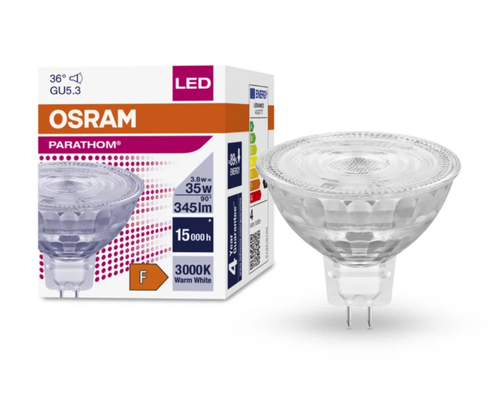 Лампа светодиодная 3.8W 12V 350lm 3000К GU5.3 50х44mm рефлекторная [4058075796652] OSRAM PARATHOM MR16 - изображение 4