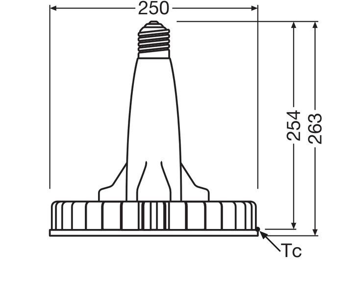 Лампа LED 150W 220V 21000lm 4000К Е40 250х263mm рефлекторна [4058075780408] OSRAM HID LED Highbay Universal P - зображення 10