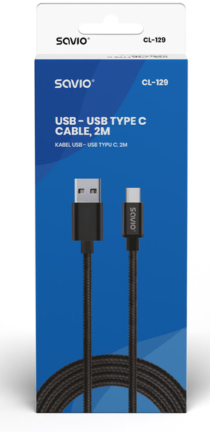Кабель Savio CL-129 USB - USB Type-C 2.1 A 2 м (SAVKABELCL-129) - зображення 3