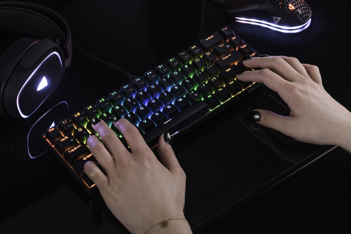 Klawiatura bezprzewodowa Modecom Volcano Lanparty RGB BT GATERON Żółta Bluetooth/USB Czarna (K-MC-LANPARTY-U-BT-RGB) - obraz 11