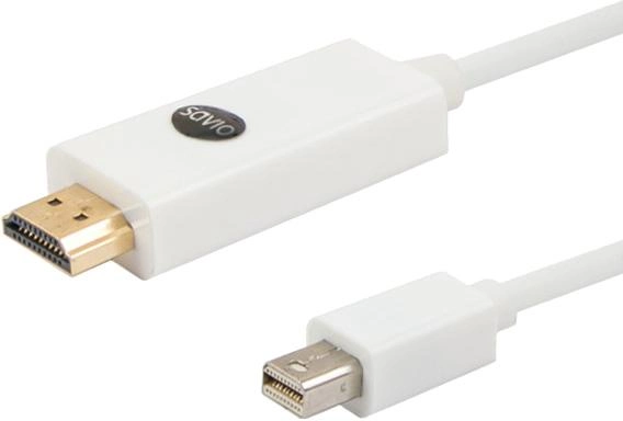 Kabel Savio CL-83 mini DisplayPort - HDMI 1.8 m Biały (SAVKABELCL-83) - obraz 1