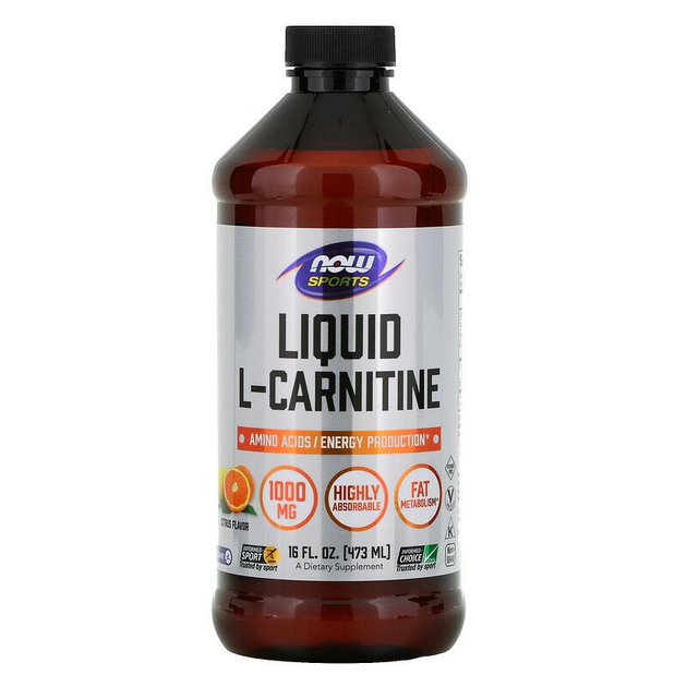 Л карнитин жидкий, L-Carnitine, Now Foods, Sports, 1000 мг, (473 мл ...