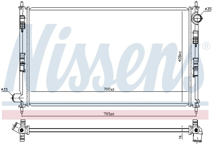 Радіатор охолодження MITSUBISHI OUTLANDER (GF0, GG0) (12-) 2.0 i (вир-во Nissens) Nissens (606855) - зображення 1