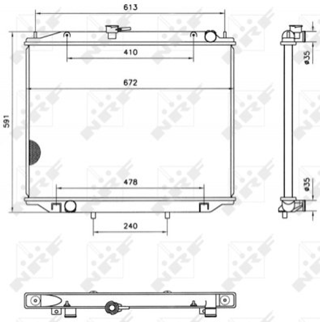 Радиатор охлаждения Ford Maverick 2.7TD 96-98/Nissan Terrano 2.4/2.7TD 93-07 NRF 52082 NRF (52082) - изображение 1