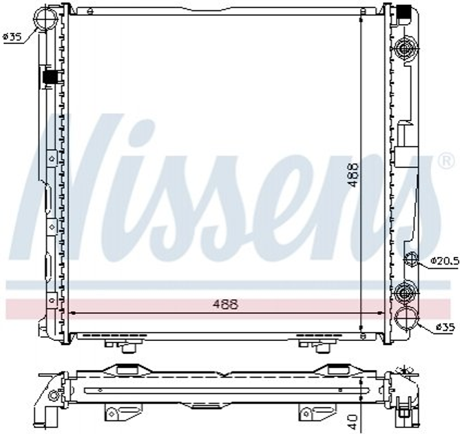 Радіатор охолодження MERCEDES E-CLASS W 124 (84-) E 220 (вир-во Nissens) Nissens (62763A) - зображення 1