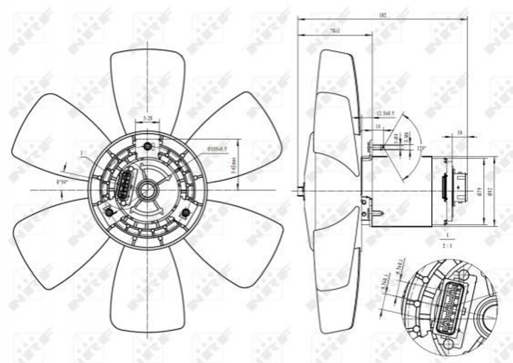 Вентилятор радіатора кондиціонера VW Caddy II/Golf II-III/Passat 1.0D-2.0 80-02 NRF 47429 NRF (47429) - зображення 1