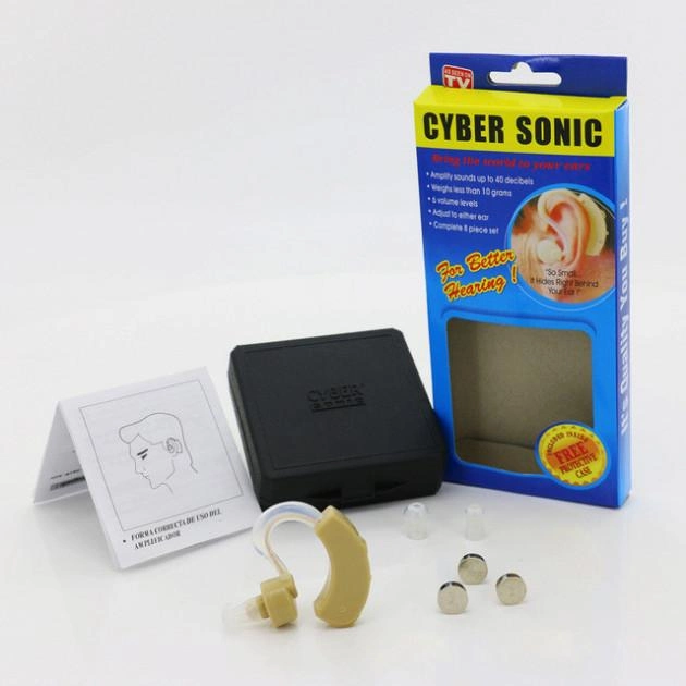 Слуховий апарат до 50 децибел Cyber Sonic SLU 1102 + 3 батарейки (IS33) - зображення 1