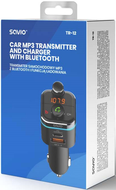FM-трансмітер Savio TR-12 з Bluetooth та зарядним пристроєм PD (5901986046349) - зображення 5